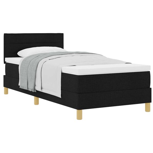 vidaXL Κρεβάτι Box Spring με Στρώμα Μαύρο 80x200 εκ Ύφασμα