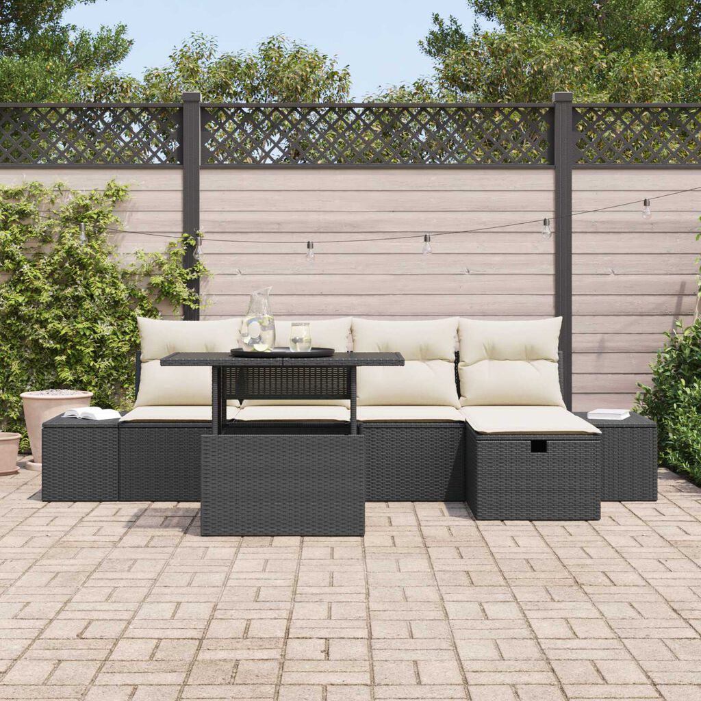 vidaXL Σετ Καναπέ Κήπου 6 pcs Μαύρο συνθετικό ρατάν