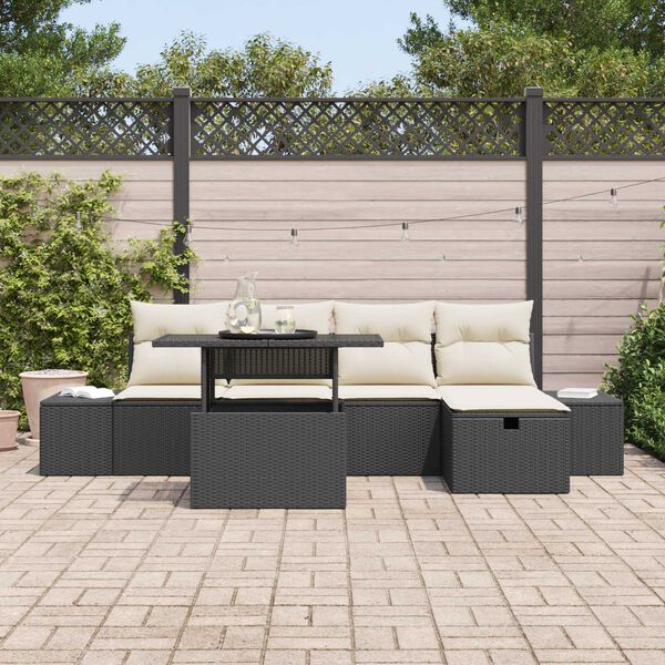 vidaXL Σετ Καναπέ Κήπου 6 pcs Μαύρο συνθετικό ρατάν