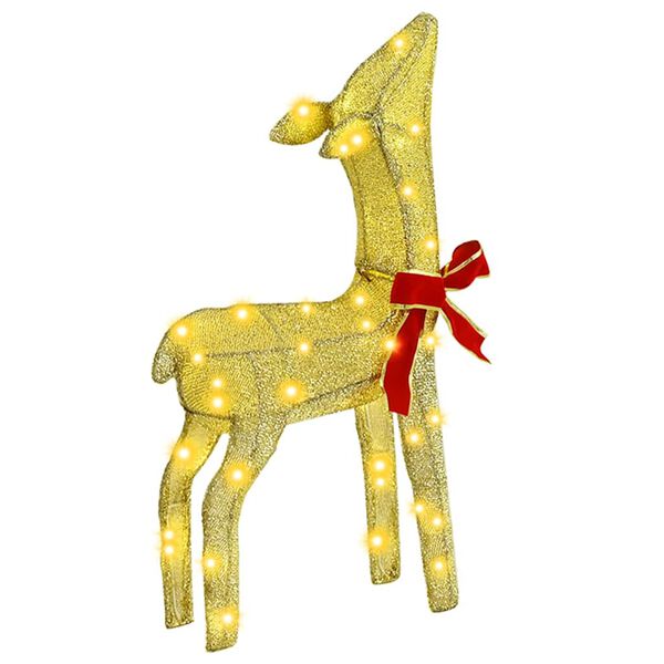 vidaXL Οικογένεια Ελαφιών 3 pcs Θερμό λευκό 68 x 26 x 127 εκ ύφασμα