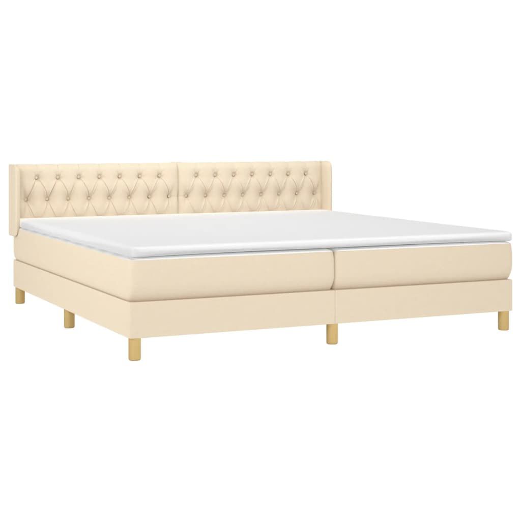 vidaXL Κρεβάτι Boxspring με Στρώμα Κρεμ 200x200 εκ. Υφασμάτινο