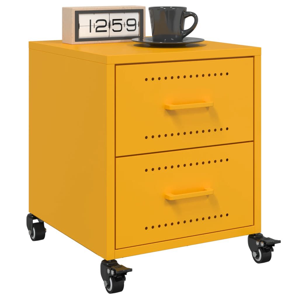 vidaXL Κομοδίνο Μουσταρδί 36x39x43,5 εκ. από Χάλυβα
