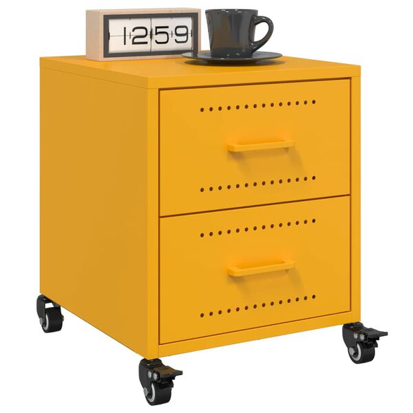 vidaXL Κομοδίνο Μουσταρδί 36x39x43,5 εκ. από Χάλυβα