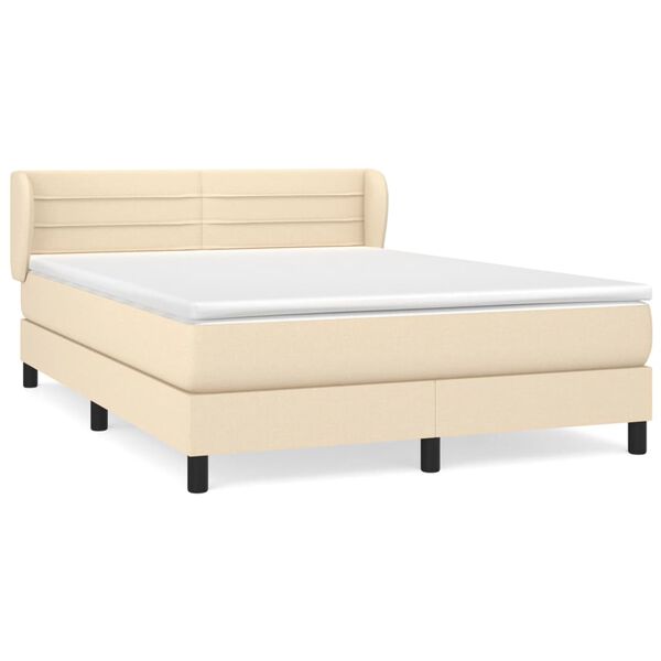 vidaXL &Kappa;&rho;&epsilon;&beta;ά&tau;&iota; Boxspring &mu;&epsilon; &Sigma;&tau;&rho;ώ&mu;&alpha; &Kappa;&rho;&epsilon;&mu; 140x190 &epsilon;&kappa;. &Upsilon;&phi;&alpha;&sigma;&mu;ά&tau;&iota;&nu;&omicron;