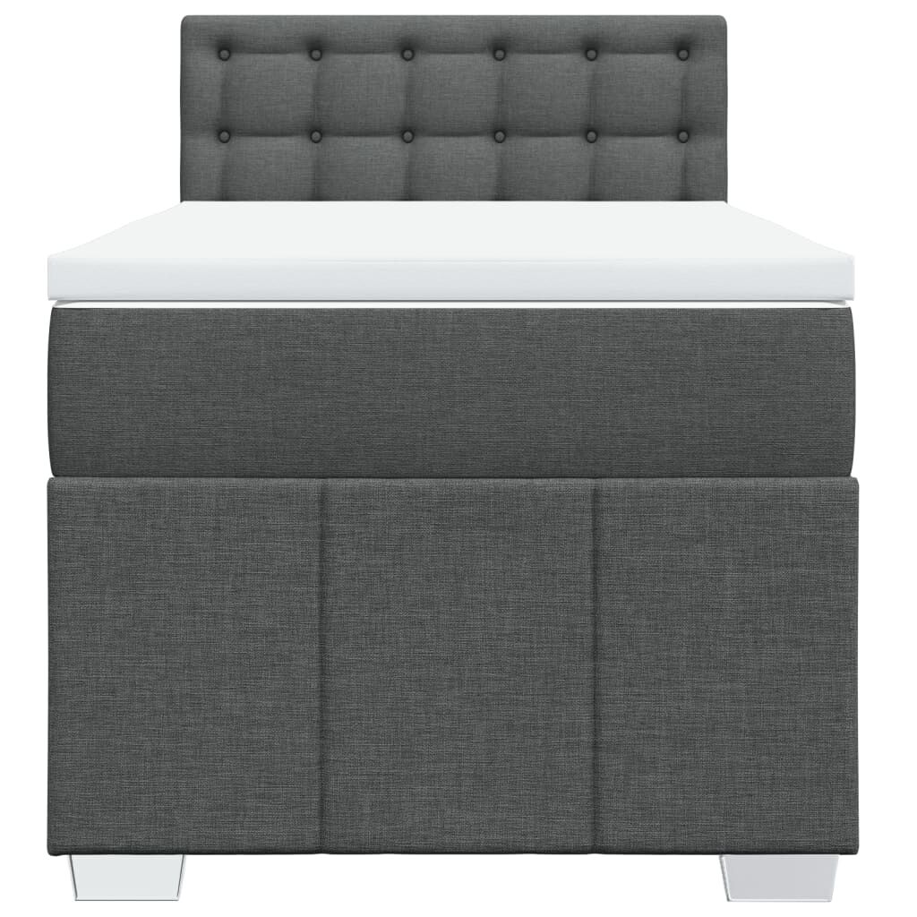 vidaXL Κρεβάτι Boxspring με Στρώμα Σκούρο Γκρι 90x190 εκ. Υφασμάτινο