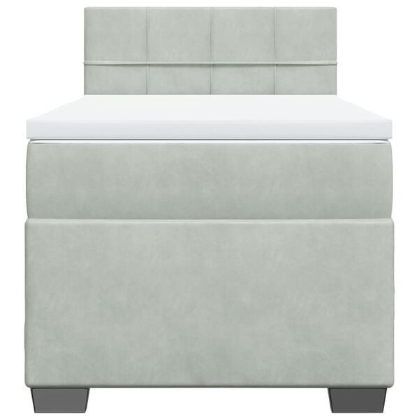 vidaXL Κρεβάτι Boxspring με Στρώμα Ανοιχτό Γκρι 100x200 εκ. Βελούδινο