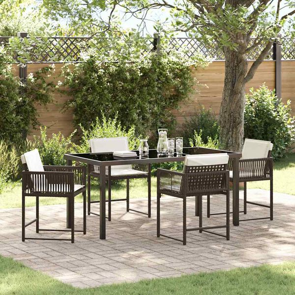 vidaXL Σέτ φαγητού για κήπο 5 pcs Καφέ συνθετικό ρατάν