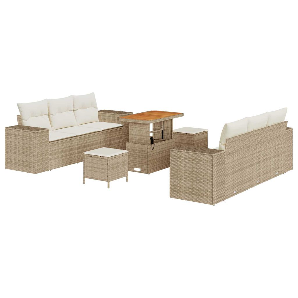 vidaXL Σετ Καναπέ Κήπου 9 pcs μπεζ και κρεμ 90 x 55 x 71 cm