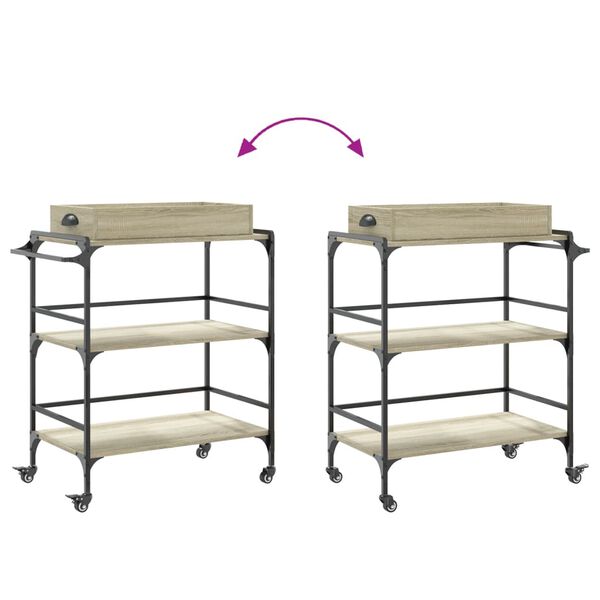 vidaXL Τρόλεϊ Κουζίνας Sonoma Δρυς 81,5x41x92,5 εκ. Επεξεργασμένο Ξύλο