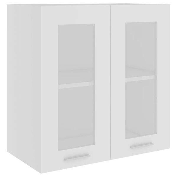 vidaXL Κρεμαστό Γυάλινο Ντουλάπι "Lyon" Λευκό 60x31x60 εκ. από Τεχνητό Ξύλο