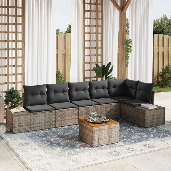 vidaXL Σετ Καναπέ Κήπου 7 pcs Γκρι