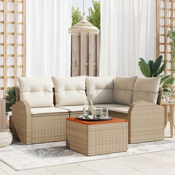 vidaXL Σετ Καναπέ Κήπου 5 pcs Μπεζ και λευκό