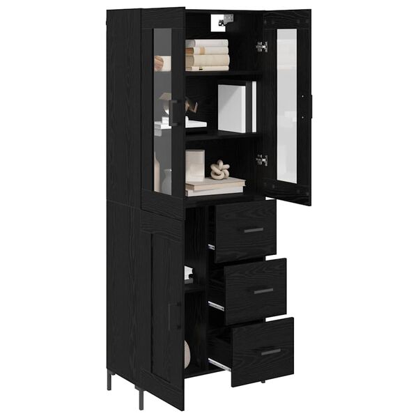 vidaXL Highboard &mu;&epsilon; &sigma;&upsilon;&rho;&tau;ά&rho;&iota; 2 pcs &Mu;&alpha;ύ&rho;&eta; &Omicron;&xi;&upsilon;ά &Epsilon;&pi;&epsilon;&xi;&epsilon;&rho;&gamma;&alpha;&sigma;&mu;έ&nu;&omicron; &xi;ύ&lambda;&omicron;
