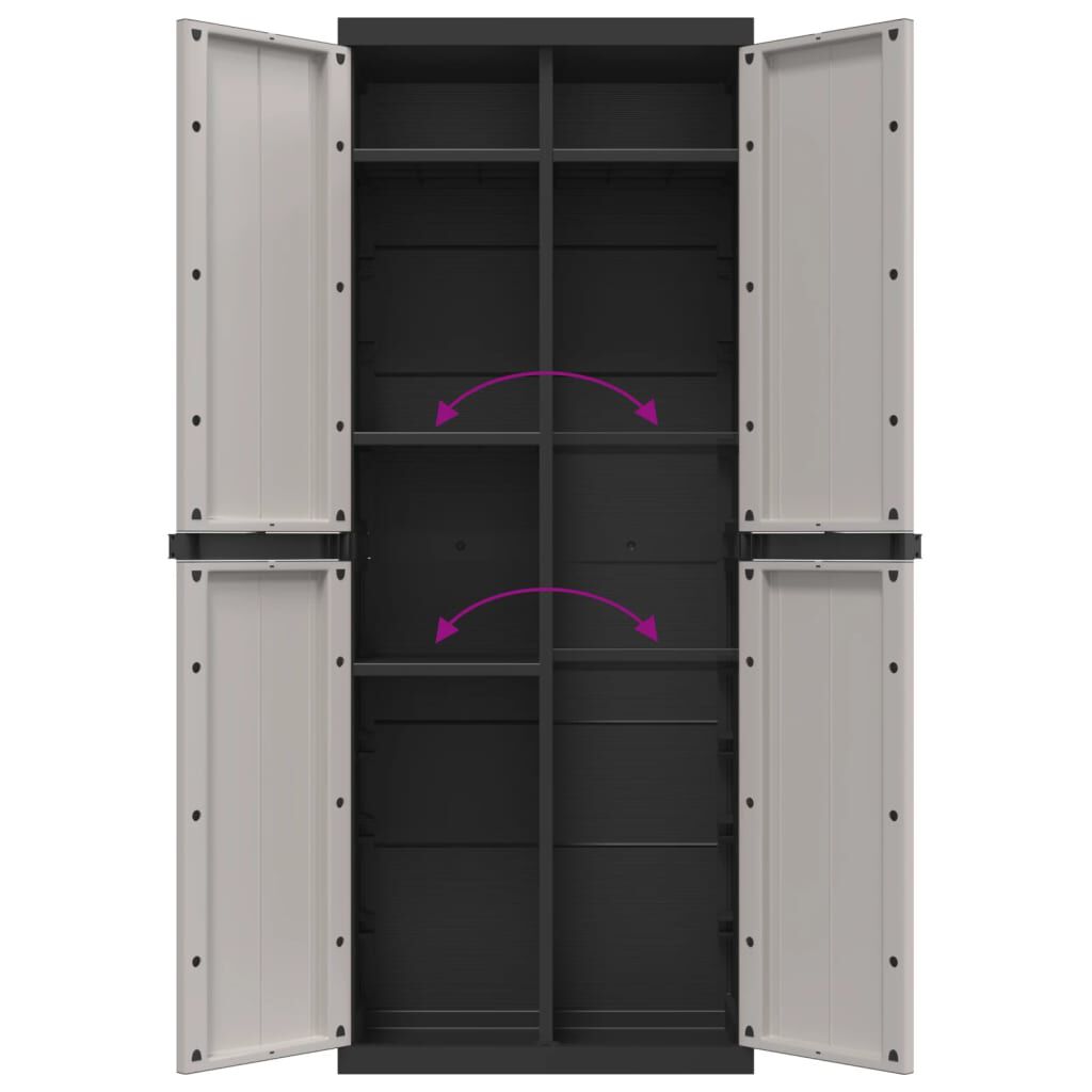 vidaXL Ντουλάπι Αποθ. Εξ. Χώρου Γκρι/Μαύρο 65x37x165εκ. Πολυπροπυλένιο