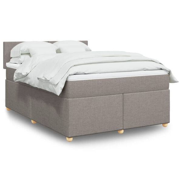 vidaXL &Kappa;&rho;&epsilon;&beta;ά&tau;&iota; Boxspring &mu;&epsilon; &Sigma;&tau;&rho;ώ&mu;&alpha; Taupe 140x200 &epsilon;&kappa;. &Upsilon;&phi;&alpha;&sigma;&mu;ά&tau;&iota;&nu;&omicron;