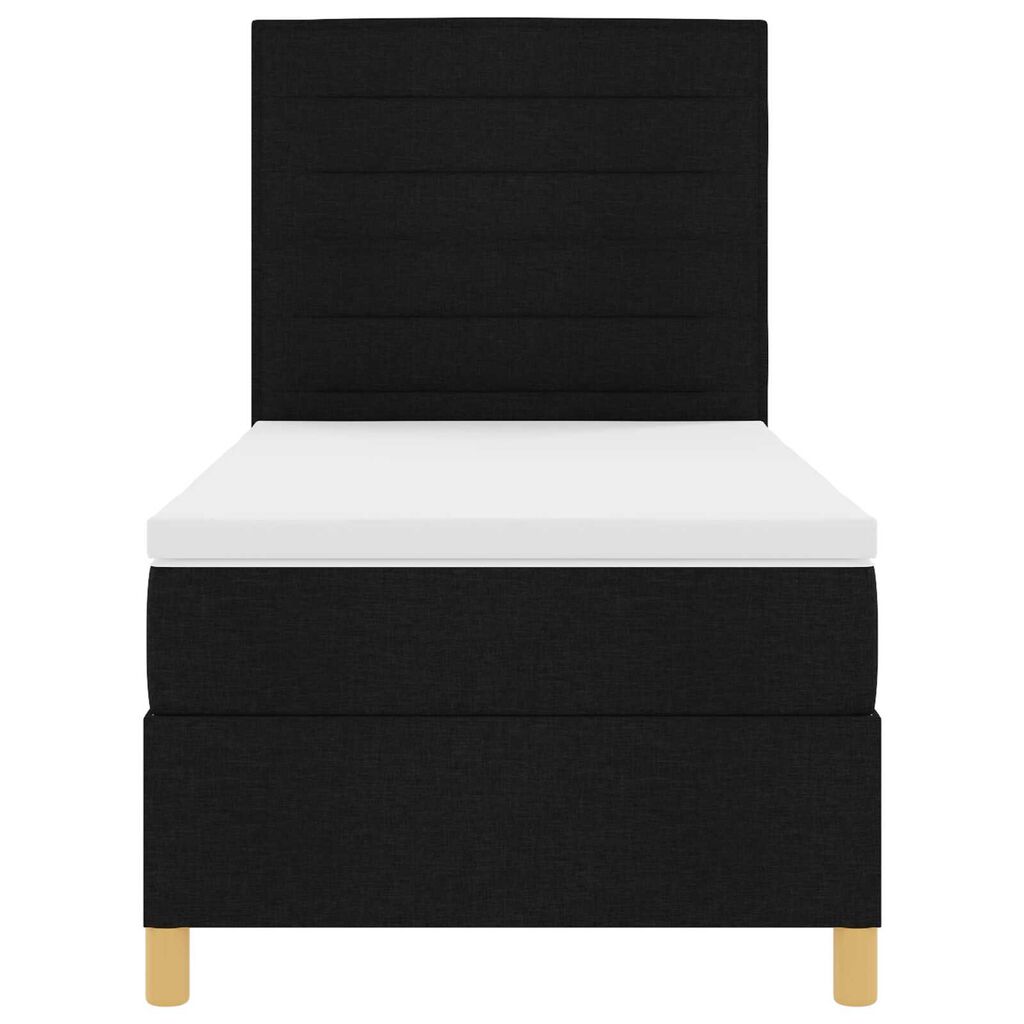 vidaXL Κρεβάτι Box Spring με Στρώμα και LED Μαύρο 80x200 cm Ύφασμα