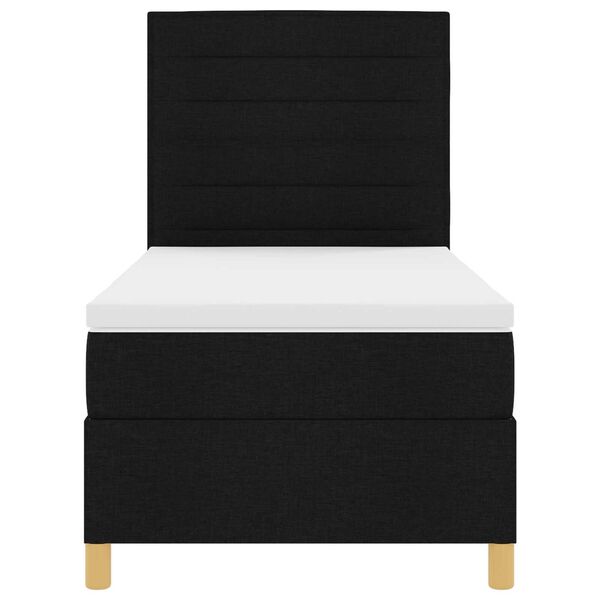 vidaXL Κρεβάτι Box Spring με Στρώμα και LED Μαύρο 80x200 cm Ύφασμα