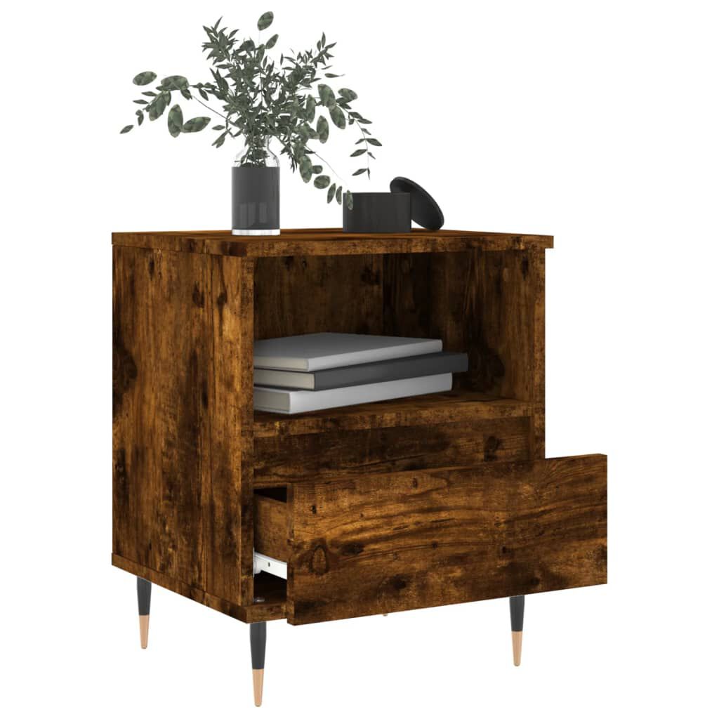 vidaXL Κομοδίνα 2 τεμ. Καπνιστή Δρυς 40 x 35 x 50 εκ. Επεξεργ. Ξύλο