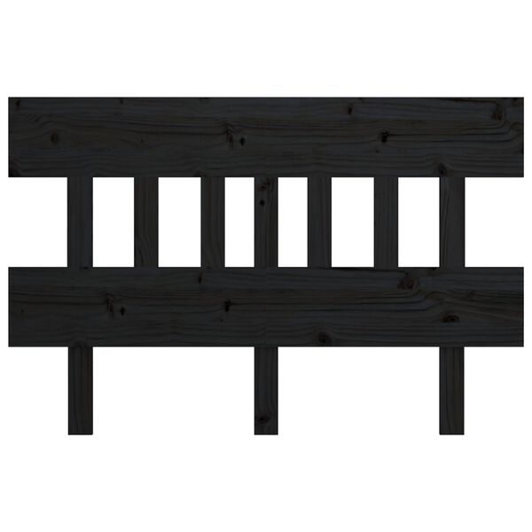 vidaXL Κεφαλάρι Κρεβατιού μαύρος 123,5x3x81 εκ. Μασίφ Ξύλο Πεύκου