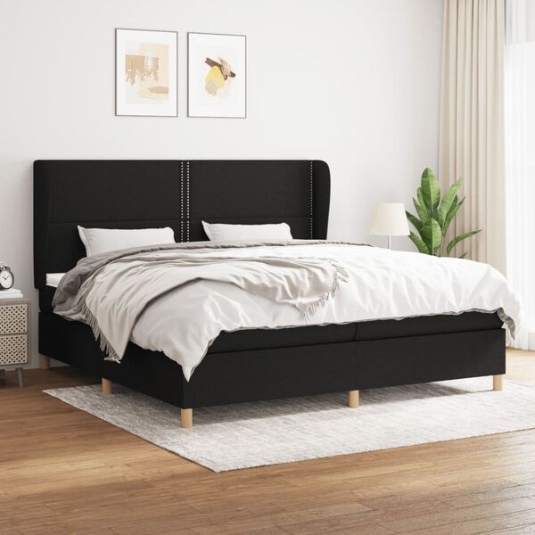 vidaXL &Kappa;&rho;&epsilon;&beta;ά&tau;&iota; Boxspring &mu;&epsilon; &Sigma;&tau;&rho;ώ&mu;&alpha; &Mu;&alpha;ύ&rho;&omicron; 200x200 &epsilon;&kappa;. &Upsilon;&phi;&alpha;&sigma;&mu;ά&tau;&iota;&nu;&omicron;