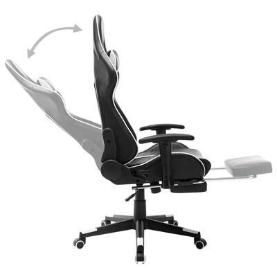 vidaXL Καρέκλα Gaming με Υποπόδιο Ασπρόμαυρη από Συνθετικό Δέρμα