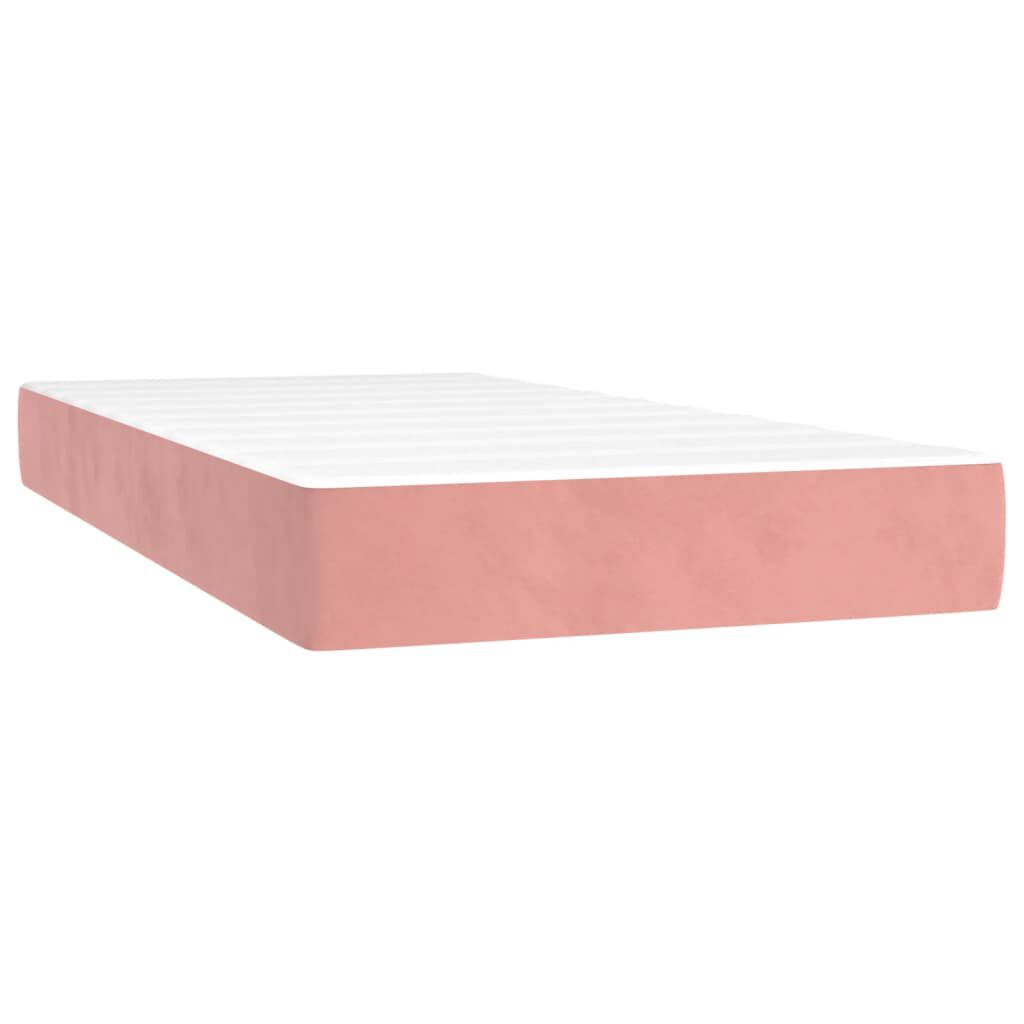 vidaXL Κρεβάτι Boxspring με Στρώμα & LED Ροζ 200x200 εκ. Βελούδινο