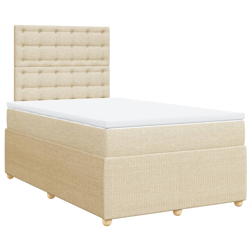 vidaXL Κρεβάτι Boxspring με Στρώμα Κρεμ 120x190 εκ. Υφασμάτινο