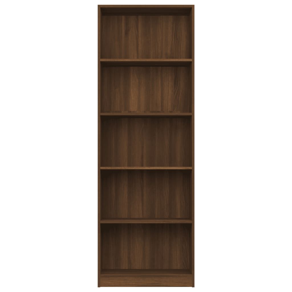 vidaXL Βιβλιοθήκη με 5 Ράφια Καφέ Δρυς 60x24x175 εκ. Επεξεργ. Ξύλο