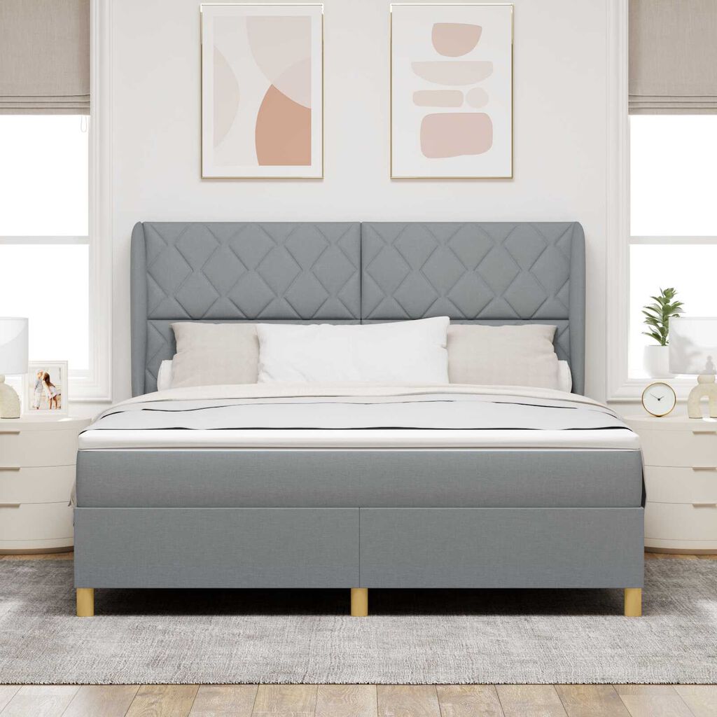 vidaXL Κρεβάτι Box Spring με Στρώμα Ανοιχτό Γκρι 180x200 εκ. Υφάσματος