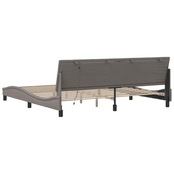 vidaXL Σκελετός Κρεβατιού Χωρίς Στρώμα Taupe 200x200 εκ.Υφασμάτινο