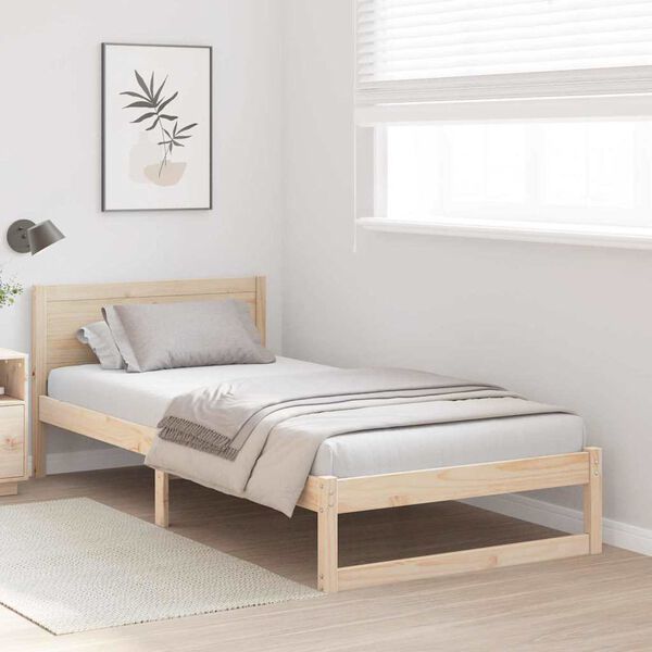 vidaXL Σκελετός Κρεβατιού Καφέ 75 x 190 cm Μασίφ ξύλο πεύκου