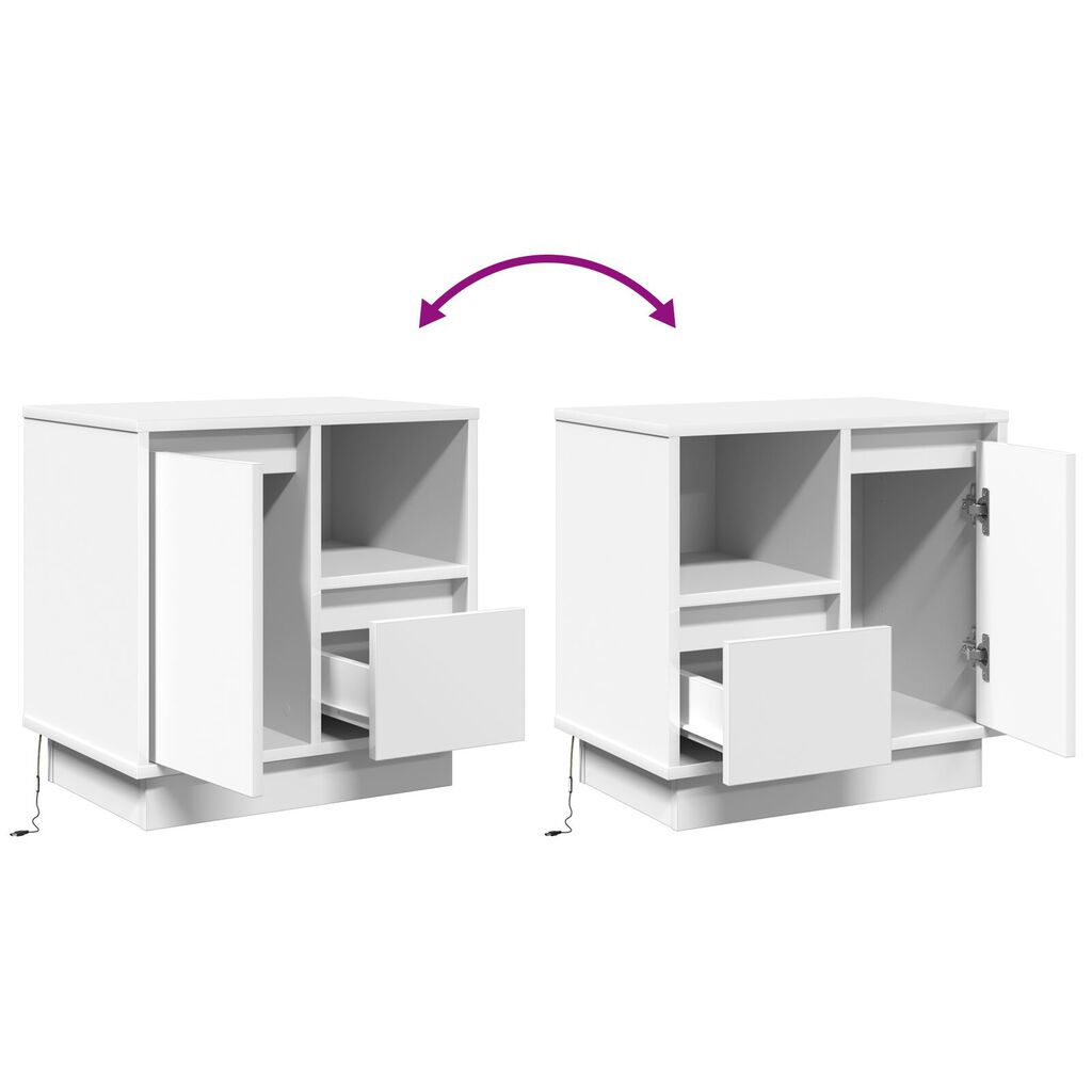 vidaXL Κομοδίνο με 2 pcs Λευκό 50 x 34.5 x 50 εκ. Επεξεργασμένο ξύλο