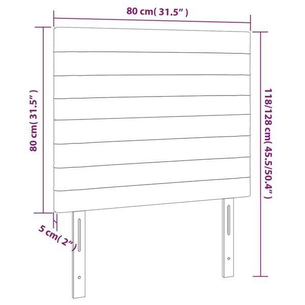 vidaXL Κεφαλάρι Κρεβατιού LED Ανοιχτό Γκρι 80x5x118/128 εκ. Βελούδινο