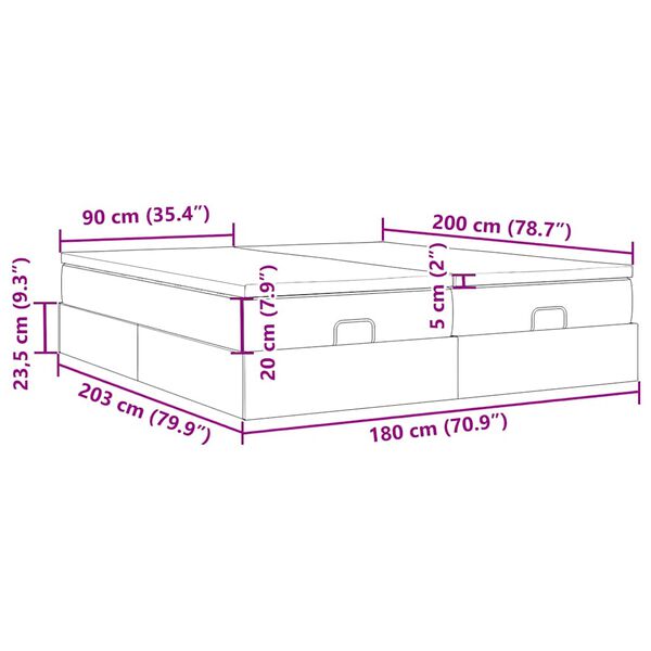 vidaXL Οθωμανικό κρεβάτι με στρώματα Μαύρο 180x200cm Ύφασμα