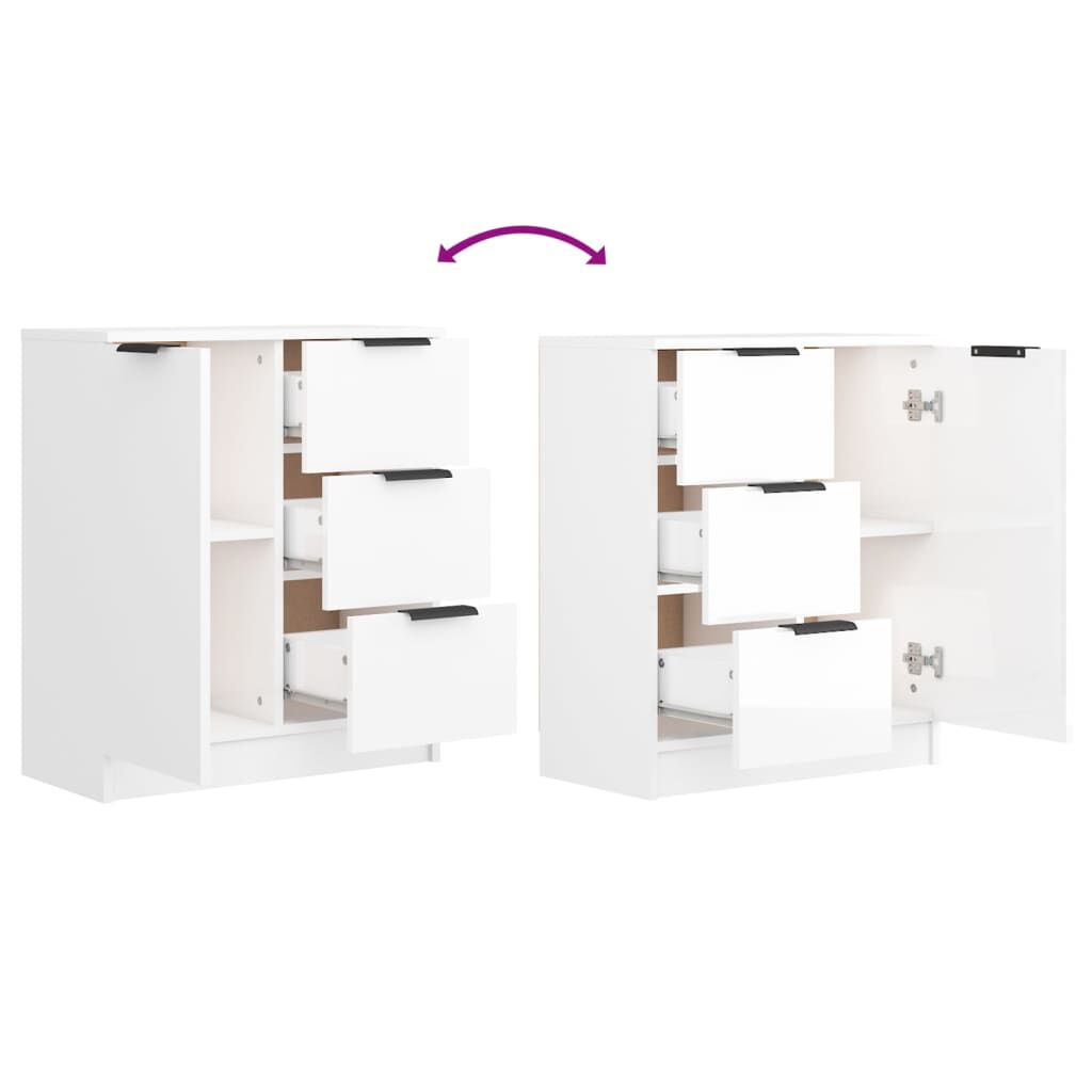 vidaXL Ντουλάπια 2 τεμ. Γυαλιστερό Λευκό 60x30x70εκ.Επεξεργασμένο Ξύλο