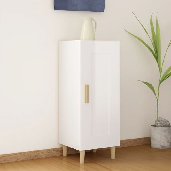 vidaXL Ντουλάπι Γυαλιστερό Λευκό 34,5x34x90 εκ. Επεξεργασμένο Ξύλο