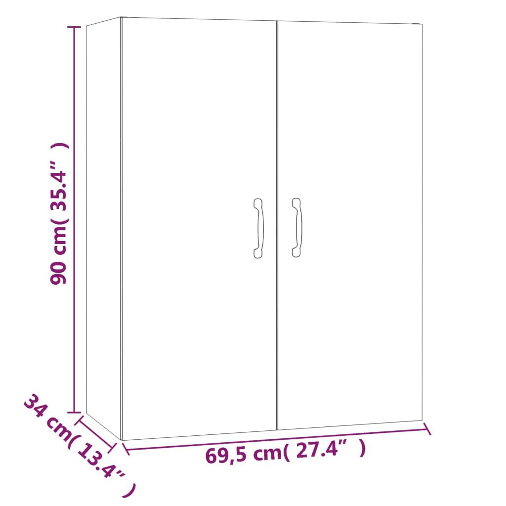 vidaXL Ντουλάπι Κρεμαστό Γκρι Σκυροδέματος 69,5x34x90 εκ. Επεξ. Ξύλο