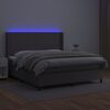 vidaXL Κρεβάτι Boxspring με Στρώμα & LED Γκρι 160x200 εκ. Συνθ. Δέρμα