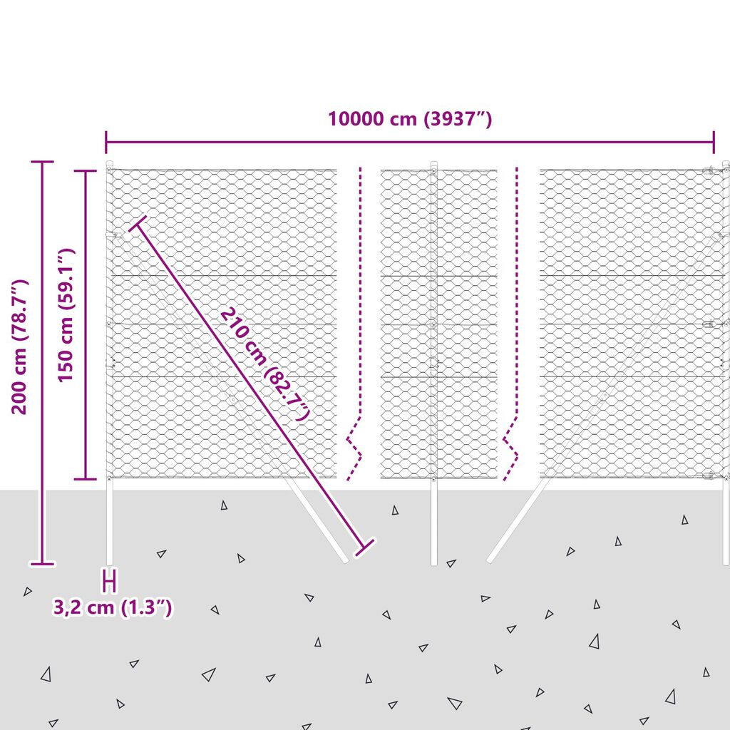 vidaXL Hexagon Fence Πράσινη 1.5x100 μ Χάλυβας