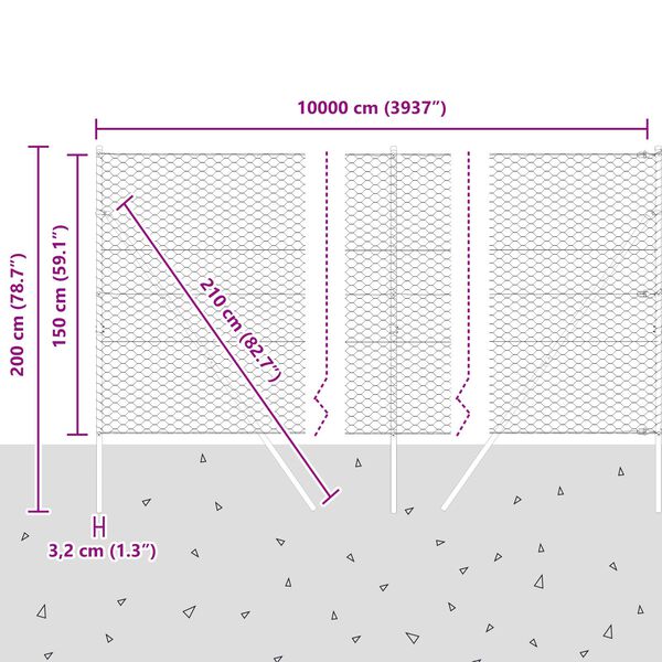vidaXL Hexagon Fence Πράσινη 1.5x100 μ Χάλυβας