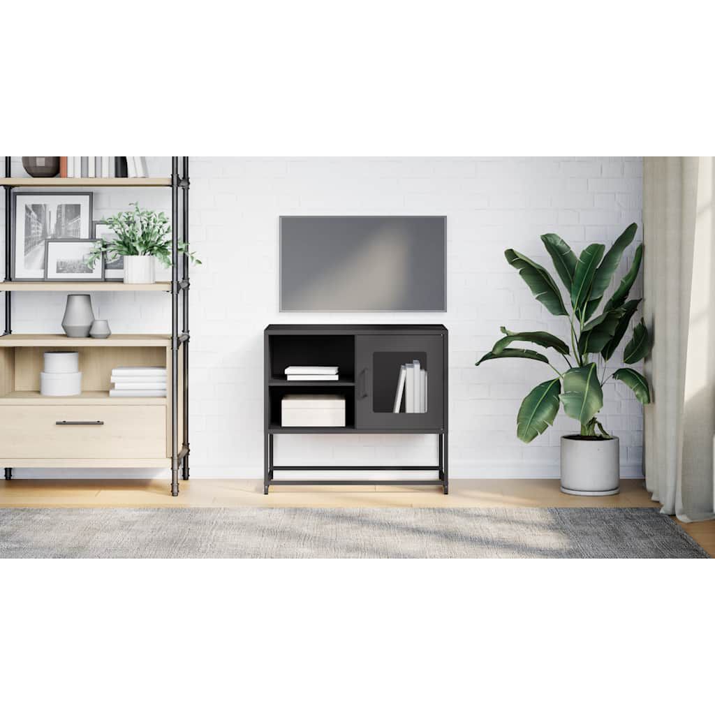 vidaXL Έπιπλο Τηλεόρασης Μαύρο 68,5x39x60,5 εκ. Ατσάλινο
