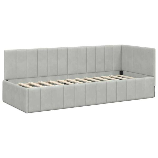 vidaXL Κρεβάτι Γωνίας με στρώμα Ανοιχτό γκρι 80 x 200 cm Βελούδο