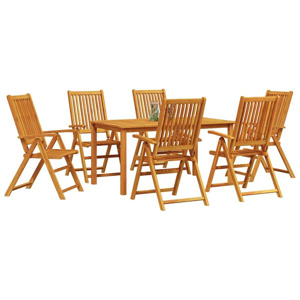 vidaXL Σέτ φαγητού για κήπο 7 pcs Καφέ Μασίφ ξύλο ακακίας