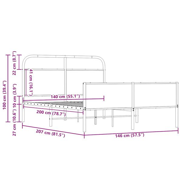vidaXL Πλαίσιο Κρεβατιού Χωρ. Στρώμα Sonoma Δρυς 140x200εκ. Επ. Ξύλο
