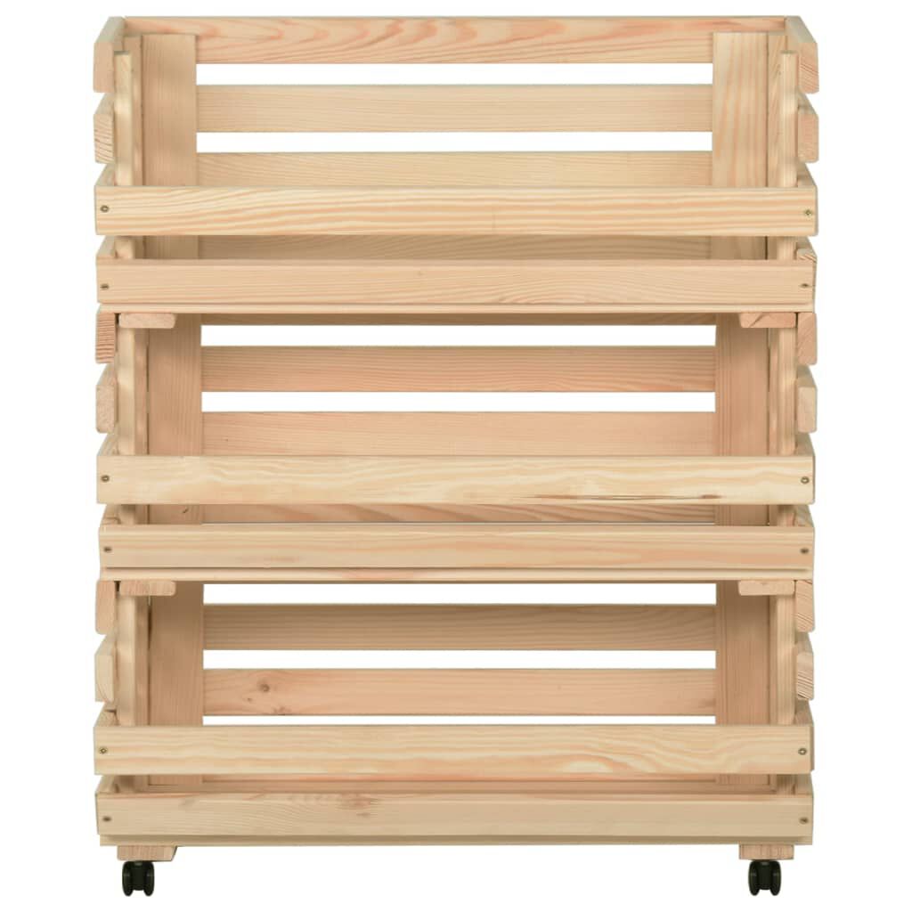 vidaXL Τρόλεϊ Λαχανικών 77 x 30 x 80 εκ. από Μασίφ Ξύλο Πεύκου