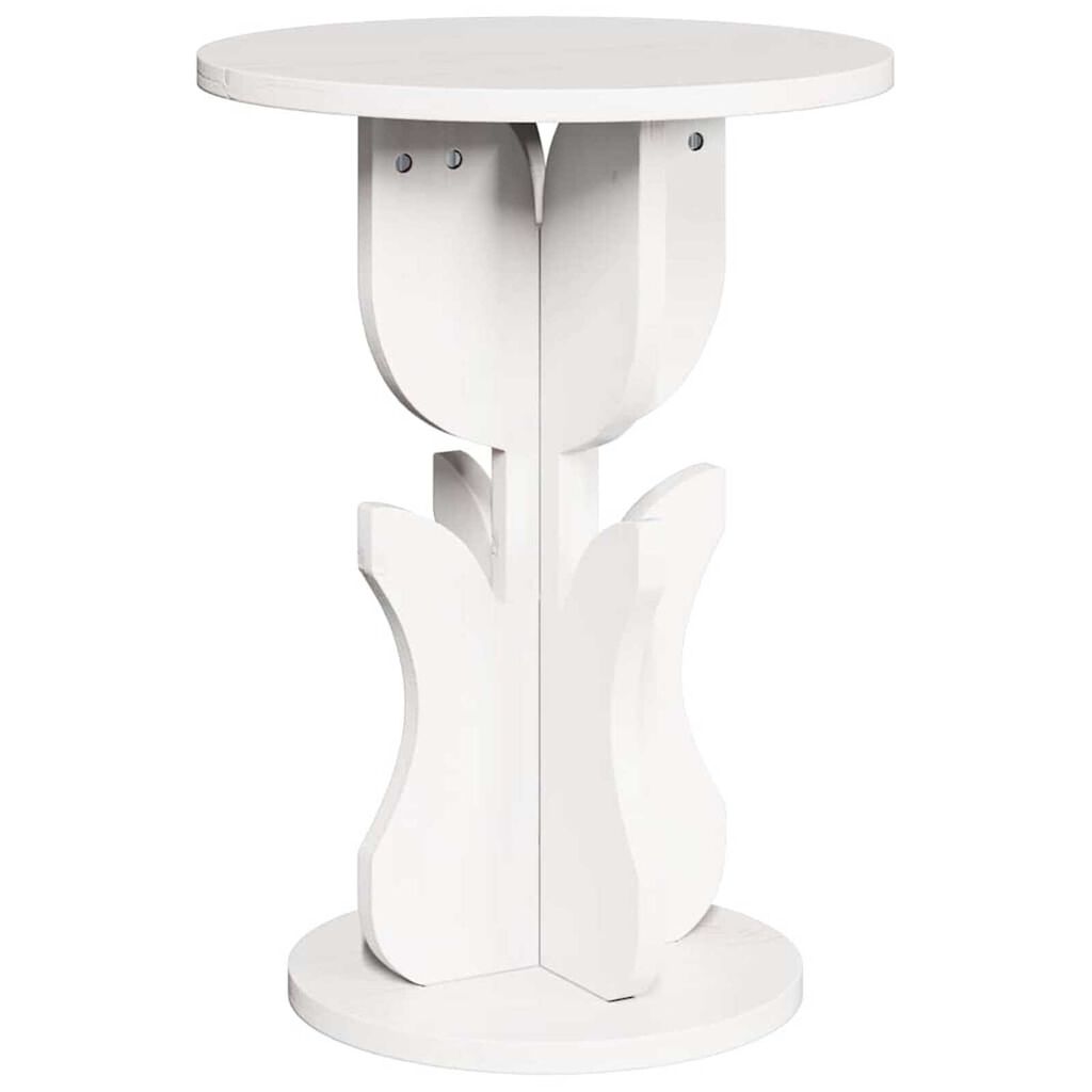 vidaXL Τραπεζάκι Πλευράς Λευκό 39.5 x 39.5 x 53.5 εκ Μασίφ ξύλο πεύκου