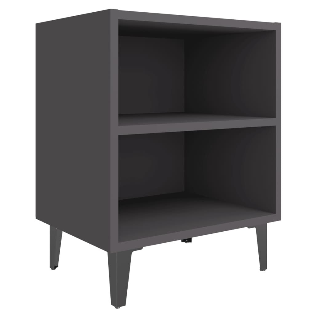 vidaXL Κομοδίνα 2 τεμ. Γκρι 40x30x50 εκ. με Μεταλλικά Πόδια