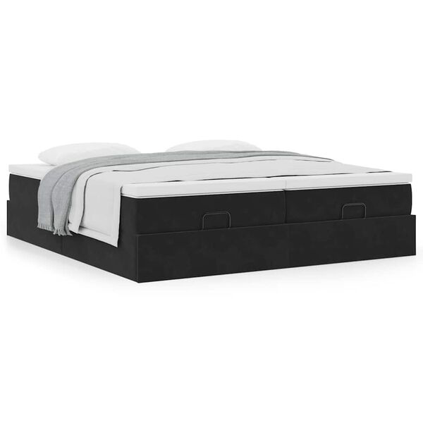 vidaXL Οθωμανικό κρεβάτι με στρώματα Μαύρο 180x200cm Velvet
