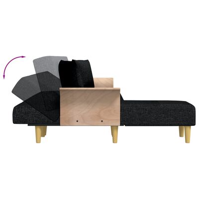 vidaXL Καναπές Κρεβάτι Γωνιακός Μαύρος 279 x 140 x 70 εκ. Υφασμάτινος