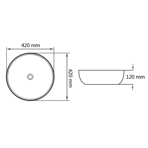 vidaXL Νιπτήρας Στρογγυλός Μαύρος 42x12 εκ. Κεραμικός